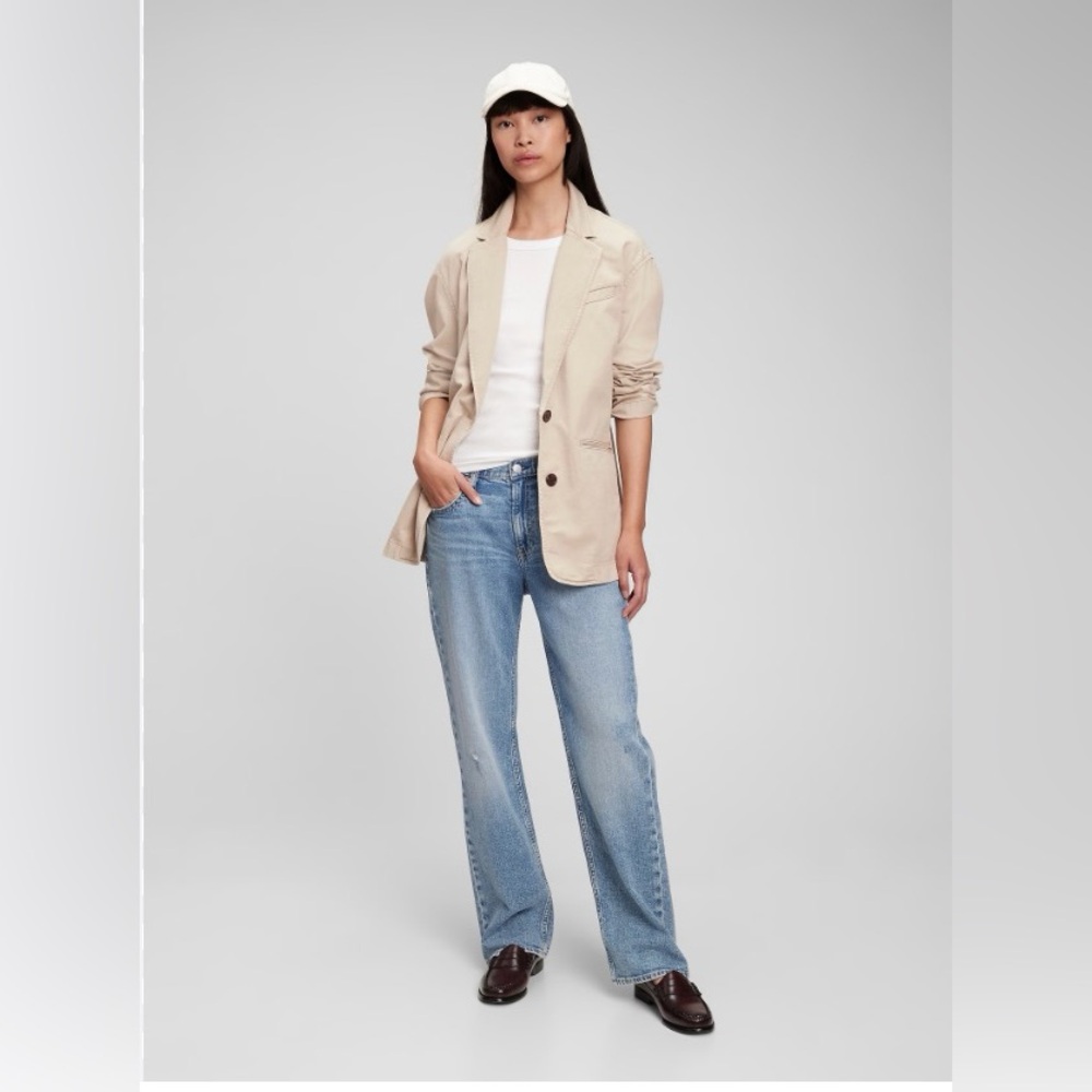 Gap Oversized Khaki Blazer Moonstone Beige